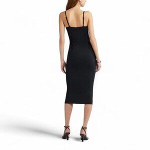 Open Edit Smooth Edit Strappy Midi Slip Dress in Black